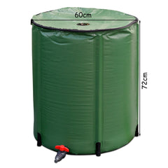 Cisterna Plegable en PVC Resistente a la Intemperie con Grifo Válvula de Drenaje Filtro y Revestimiento en Red para Jardín 200 L Verde