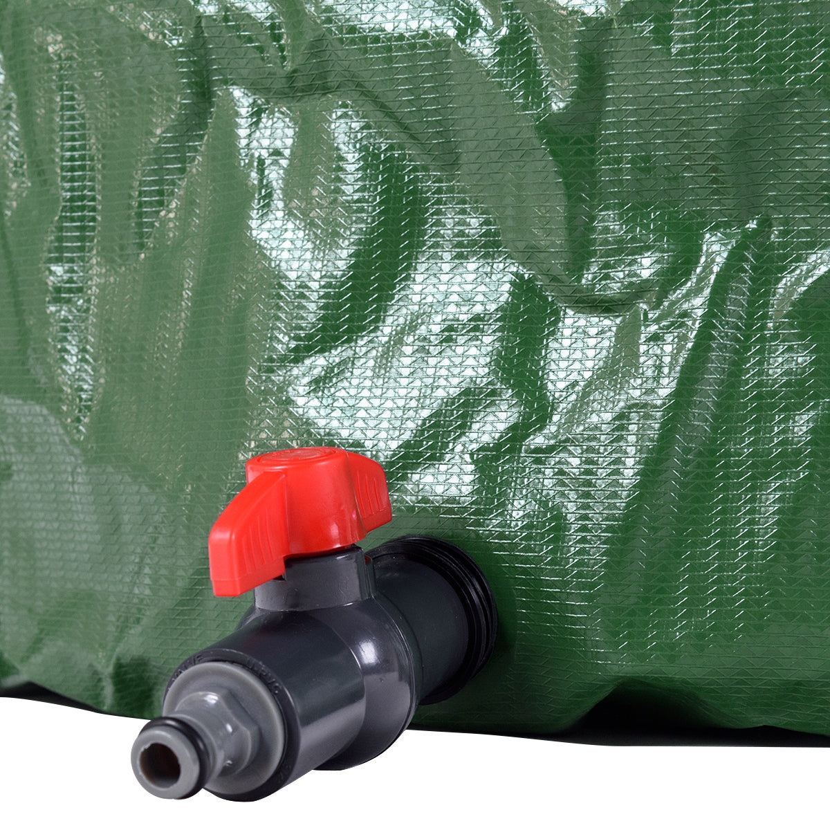 Cisterna Plegable en PVC Resistente a la Intemperie con Grifo Válvula de Drenaje Filtro y Revestimiento en Red para Jardín 200 L Verde