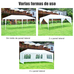 Carpa de Exterior Entoldado para Bodas Portátil con 4 Paredes Removibles Glorieta para Eventos Refugio Patio Blanco 6 x 3 x 2,5 m