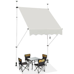Toldo Telescópico y Retráctil Resistente a Rayos UV Impereable con Manivela Altura Regulable para Ventana Balcón Jardín Beige 150 x 120 cm