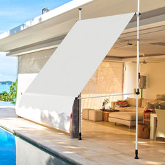 Toldo Telescópico y Retráctil Resistente a Rayos UV Impereable con Manivela Altura Regulable para Ventana Balcón Jardín Beige 150 x 120 cm
