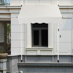 Toldo Telescópico y Retráctil Resistente a Rayos UV Impereable con Manivela Altura Regulable para Ventana Balcón Jardín Beige 150 x 120 cm