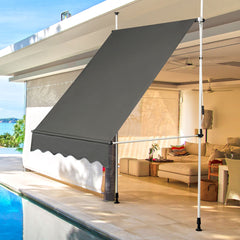 Toldo Telescópico y Retráctil Resistente a Rayos UV Impereable con Manivela Altura Regulable para Ventana Balcón Jardín Gris 150 x 120 cm