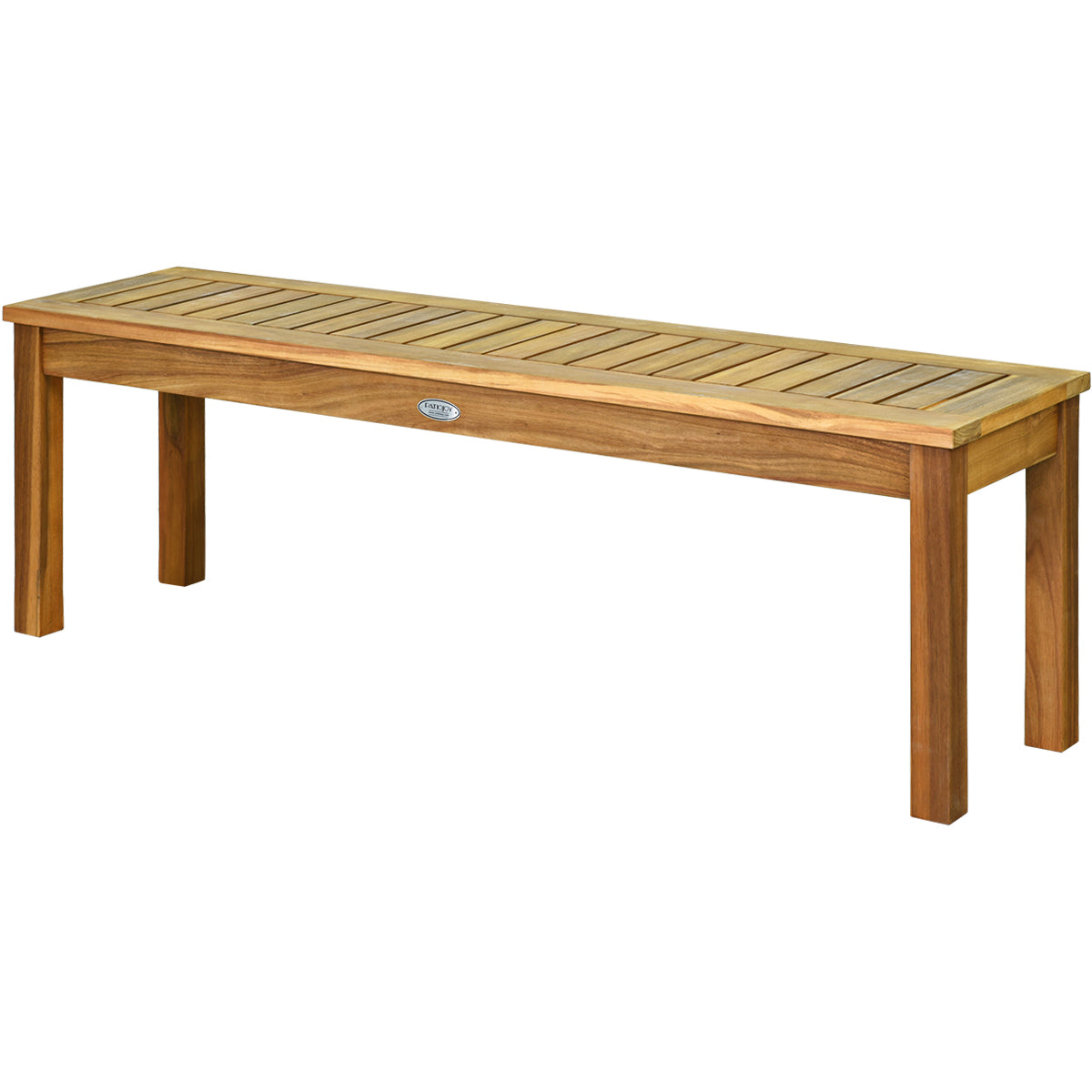 Banco de Madera Acacia para Exterior Banco Rústico sin Respaldo con Asiento de Listones para Entrada Piscina Jardín 132 x 34 x 43,5 cm Teca