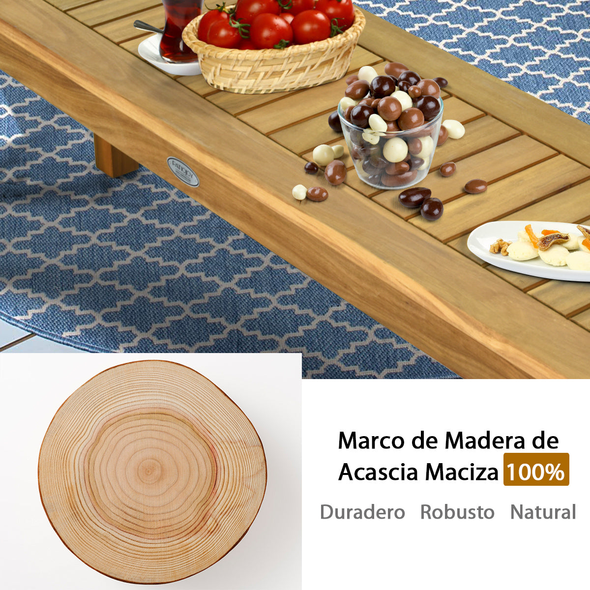 Banco de Madera Acacia para Exterior Banco Rústico sin Respaldo con Asiento de Listones para Entrada Piscina Jardín 132 x 34 x 43,5 cm Teca
