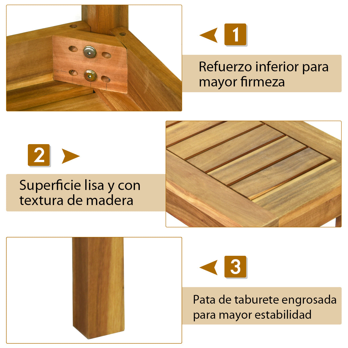 Banco de Madera Acacia para Exterior Banco Rústico sin Respaldo con Asiento de Listones para Entrada Piscina Jardín 132 x 34 x 43,5 cm Teca