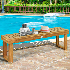 Banco de Exterior Madera Acacia Banco de Patio con Asiento de Listones sin Respaldo para Dormitorio Jardín Balcón 132 x 34 x 43,5 cm Teca