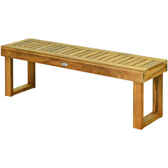Banco de Exterior Madera Acacia Banco de Patio con Asiento de Listones sin Respaldo para Dormitorio Jardín Balcón 132 x 34 x 43,5 cm Teca