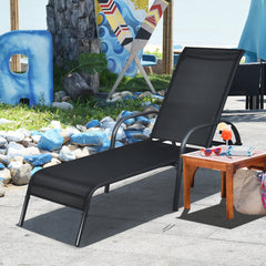 Silla Reclinable Plegable de Exterior con Respaldo Regulable para Playa Balcón Piscina Veranda Negro 192 x 66 x 61,5 cm