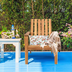 Silla Adirondack de Madera Acacia de Jardín Ergonómico con Apoyabrazos Sillón para Balcón Patio Piscina Terraza 69 x 73 x 85 cm Natural
