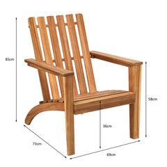 Silla Adirondack de Madera Acacia de Jardín Ergonómico con Apoyabrazos Sillón para Balcón Patio Piscina Terraza 69 x 73 x 85 cm Natural