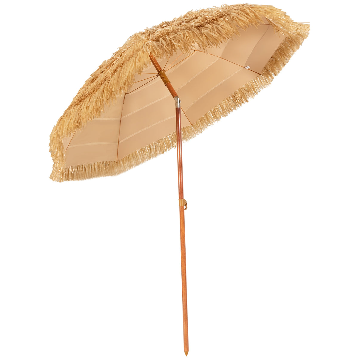 Sombrilla de Playa Parasol de Exterior Ángulo Inclinable Ajustable 8 Varillas Portátil para Patio Piscina Beige 200 m