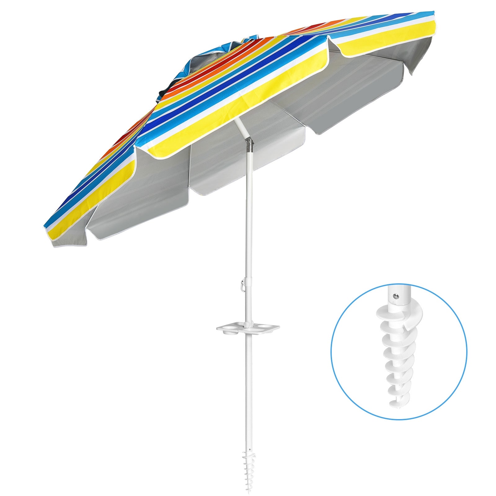 Sombrilla de Playa Parasol Inclinado Portátil con Protección Solar UPF50+ para Exterior Patio Piscina Color Iris 2 x 2,2 m