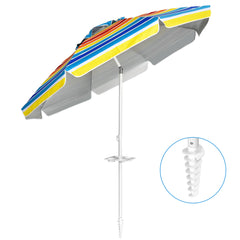 Sombrilla de Playa Parasol Inclinado Portátil con Protección Solar UPF50+ para Exterior Patio Piscina Color Iris 2 x 2,2 m