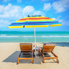 Sombrilla de Playa Parasol Inclinado Portátil con Protección Solar UPF50+ para Exterior Patio Piscina Color Iris 2 x 2,2 m