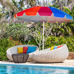 Sombrilla de Playa Parasol Regulable con Protección Solar UPF50+ Inclinable Portátil de Exterior Jardín Color Iris 2,2 x 2,45 m