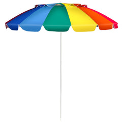 Sombrilla de Playa Parasol Regulable con Protección Solar UPF50+ Inclinable Portátil de Exterior Jardín Color Iris 2,2 x 2,45 m
