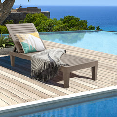 Tumbona para Patio Silla Reclinable de Exterior con Respaldo Regulable en 5 Posiciones para Balcón Playa Piscina Marrón 190 x 57,5 x 29 cm