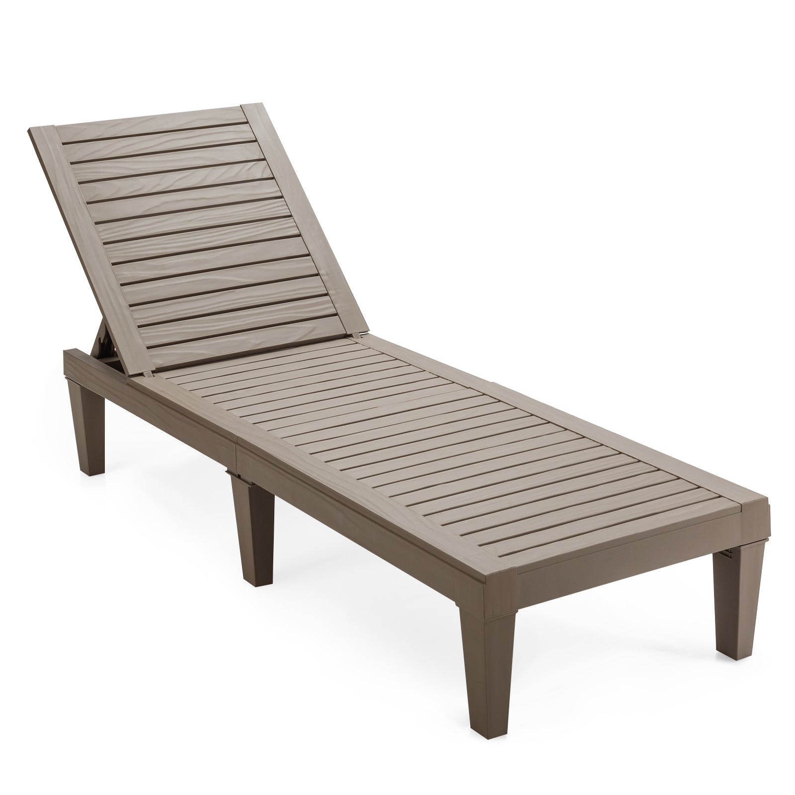 Tumbona para Patio Silla Reclinable de Exterior con Respaldo Regulable en 5 Posiciones para Balcón Playa Piscina Marrón 190 x 57,5 x 29 cm