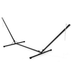 Soporte Universal para Hamaca Base Regulable en Acero para Hamaca Portátil con Gancho y Cadena Negro 330 x 101 x 110 cm