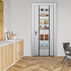 Organizador de Despensa sobre la Puerta Especiero Ajustable de 6 Niveles con Cestas para Cocina Baño 43 x 13 x 208 cm Negro