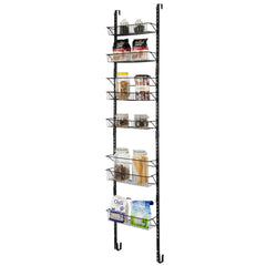 Organizador de Despensa sobre la Puerta Especiero Ajustable de 6 Niveles con Cestas para Cocina Baño 43 x 13 x 208 cm Negro