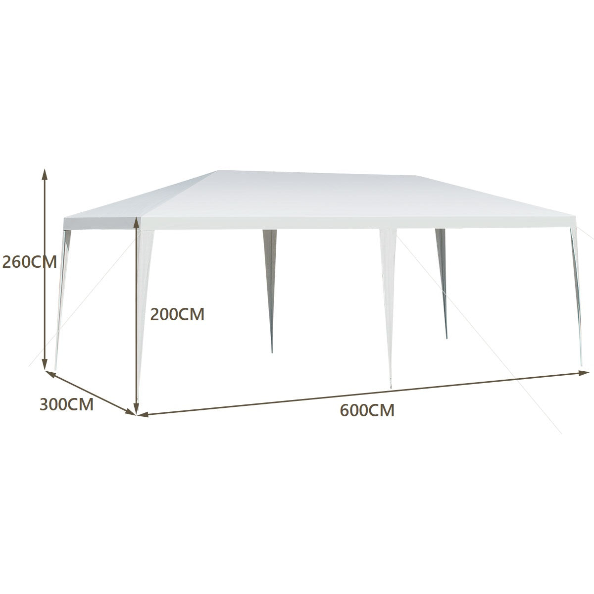 Toldo 3 x 6 m para Boda Gazebo Impermeable con Cuerda de Viento Pabellón de Refugio al Aire Libre para Fiestas Camping