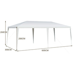 Toldo 3 x 6 m para Boda Gazebo Impermeable con Cuerda de Viento Pabellón de Refugio al Aire Libre para Fiestas Camping