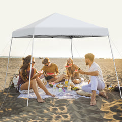 3x3m Pabellón Emergente para Exteriores Carpa Plegable con Pata Inclinada Protección Solar UPF50+ Refugio de Sombra Blanco