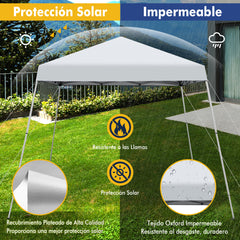 3x3m Pabellón Emergente para Exteriores Carpa Plegable con Pata Inclinada Protección Solar UPF50+ Refugio de Sombra Blanco