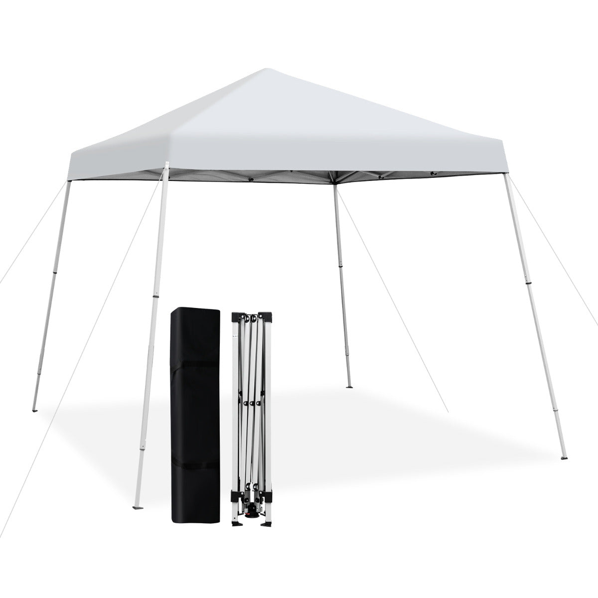 3x3m Pabellón Emergente para Exteriores Carpa Plegable con Pata Inclinada Protección Solar UPF50+ Refugio de Sombra Blanco