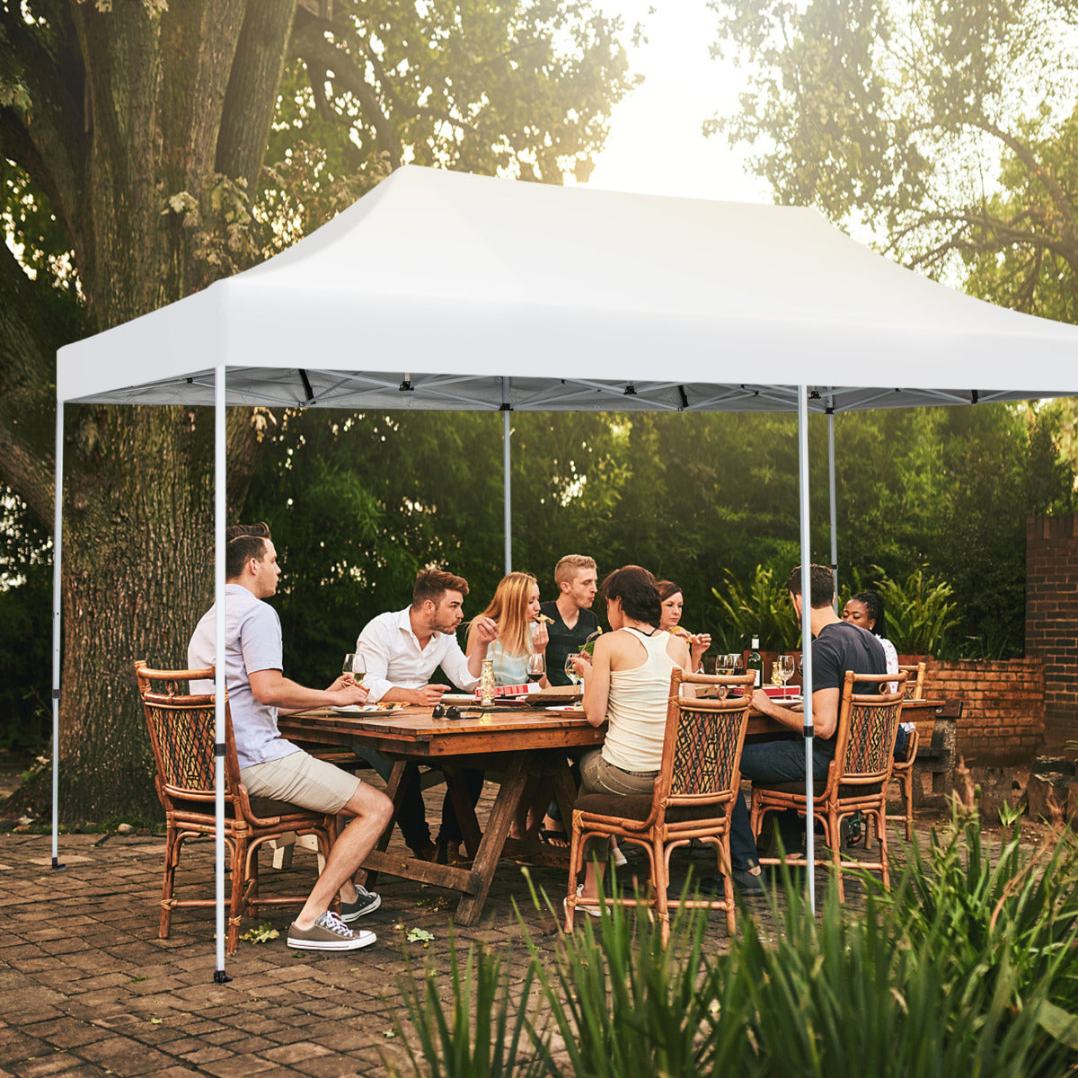 3 x 6 m Pabellón Emergente Plegable UPF 50+ Refugio Solar Instantáneo con Ruedas Carpa Impermeable para Bodas Fiestas Camping Blanco