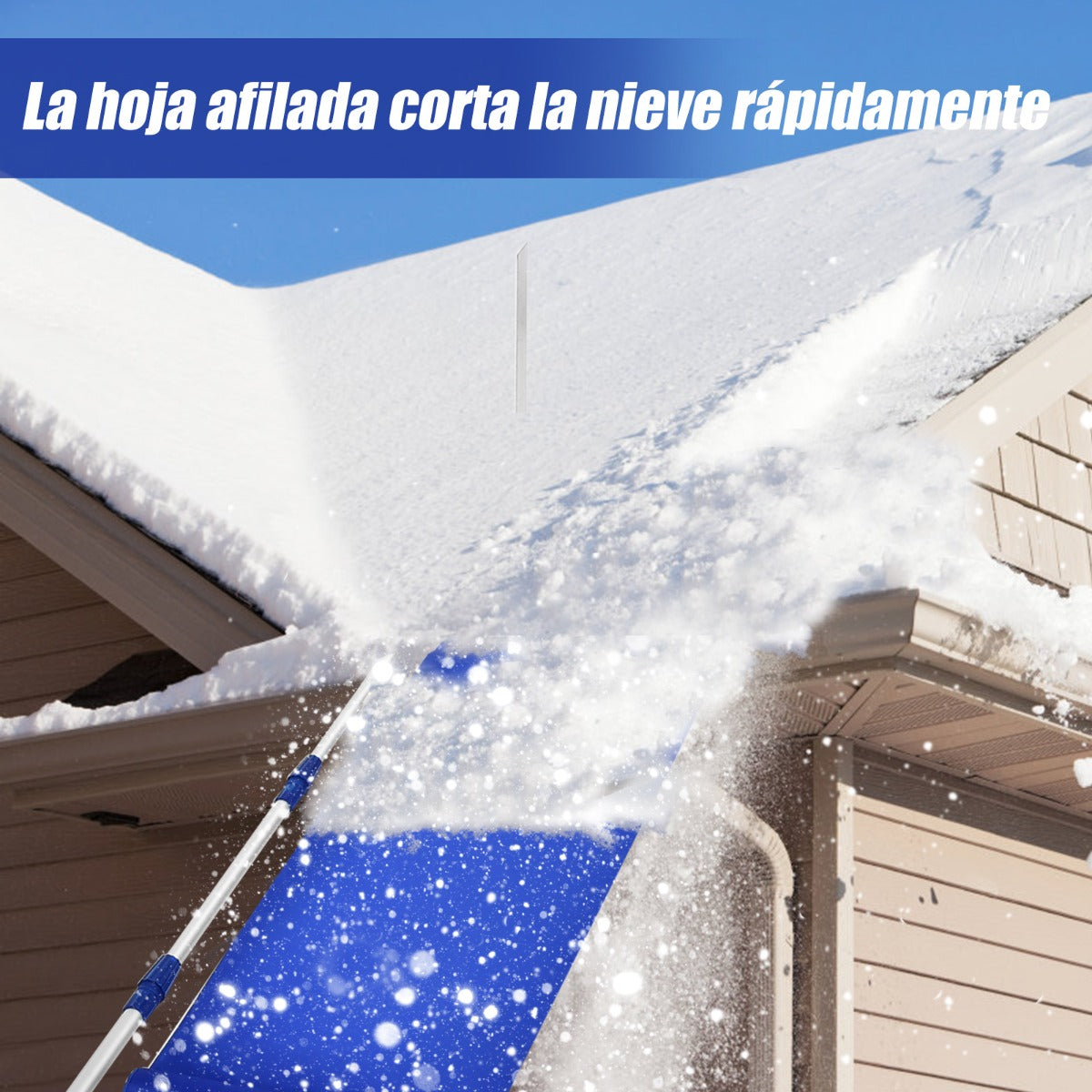 Pala Nieve de 189-620 cm Pala Quitanieves de Aluminio con Mango Extensible y Antideslizante con Pomo de Ajuste para Remover Hojas Mojadas