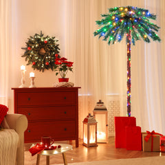 183 cm Palmera Artificial con 210 Luces LED 64 Puntas de Rama PVC Árbol Decorativo Preiluminado para Navidad