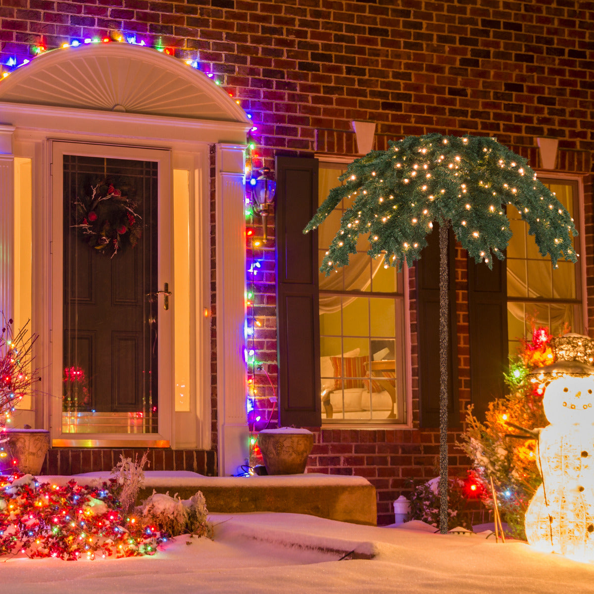 180 cm Palmera Artificial de Navidad Pre-Iluminada con 250 Luces LED 813 Puntas de Rama Estructura Abatible con Soporte