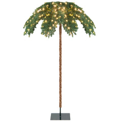 180 cm Palmera Artificial de Navidad Pre-Iluminada con 250 Luces LED 813 Puntas de Rama Estructura Abatible con Soporte