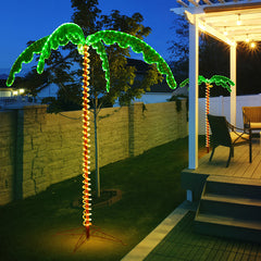 Palmera Tropical Artificial con Led 218 cm Palmera Iluminada Realística con Luces Base Plegable Decorativa para Casa Fiestas Navidad