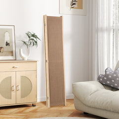 Pantalla Plegable de Privacidad 4 Paneles con Bolsas de Almacenaje Ganchos para Hogar Oficina Beige