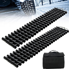 Paquete de 2 Alfombrillas de Tracción con Bolsa Almohadilla de Recuperación Portátil de TPR para Coche Neumáticos 98 x 21 x 2,8 cm Negro