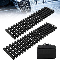 Paquete de 2 Alfombrillas de Tracción con Bolsa Almohadilla de Recuperación Portátil de TPR para Coche Neumáticos 82 x 21 x 2,8 cm Negro