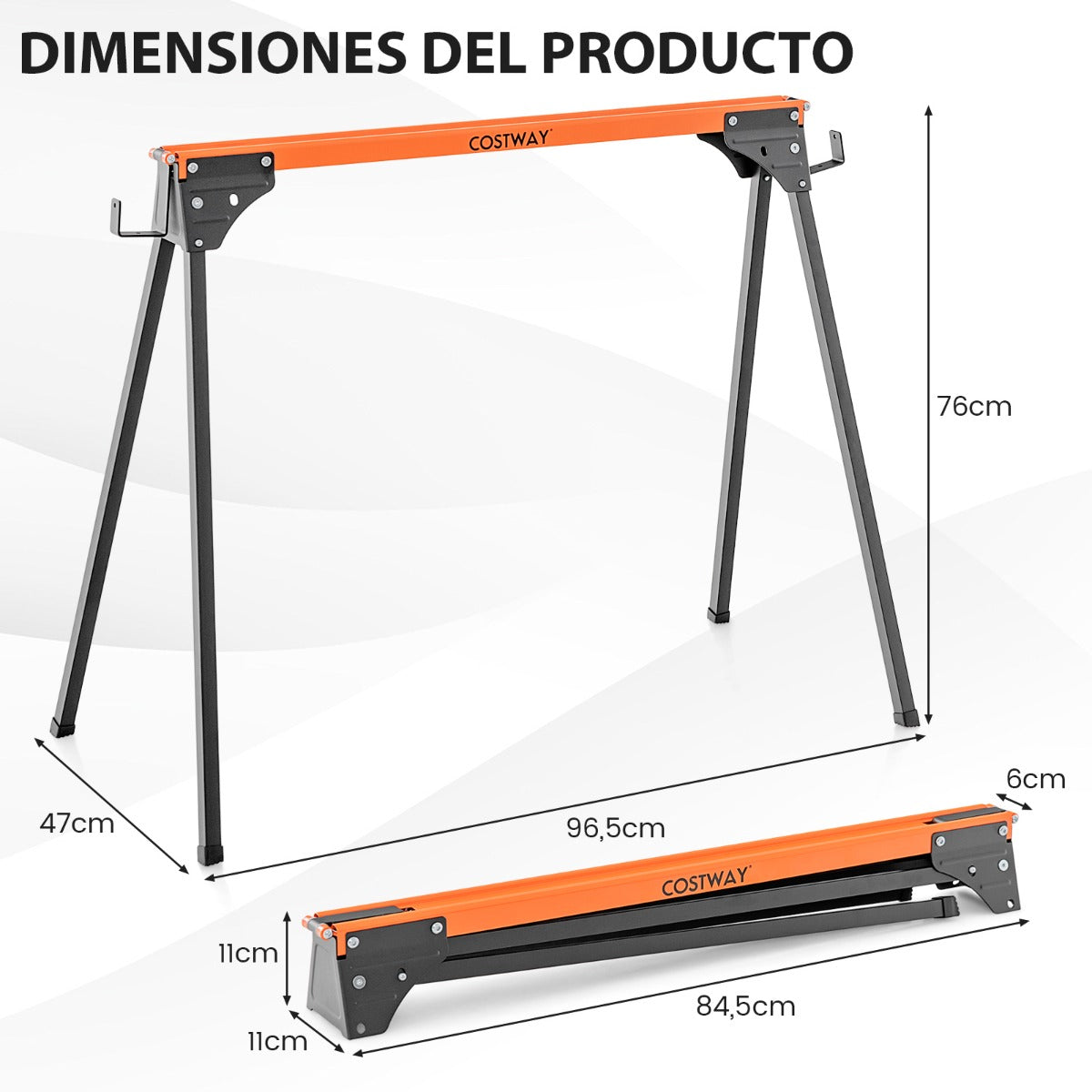 Paquete de 2 Caballetes Portátil de Sierra de Metal para Carpintería con Patas de Apertura Rápida 2 x 4 Brazos de Soporte Carga 500kg Rojo