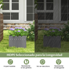 Paquete de 2 Jardineras Cuadradas Maceta de HDPE Resistente Intemperie con Huecos de Drenaje para Porche Balcón 32 x 30 x 25 cm Gris