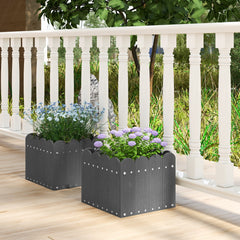 Paquete de 2 Jardineras Cuadradas Maceta de HDPE Resistente Intemperie con Huecos de Drenaje para Porche Balcón 32 x 30 x 25 cm Gris
