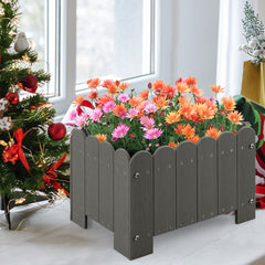 Paquete de 2 Jardineras Cuadradas Maceta de HDPE Resistente Intemperie con Huecos de Drenaje para Porche Balcón 45 x 32 x 30 cm Gris