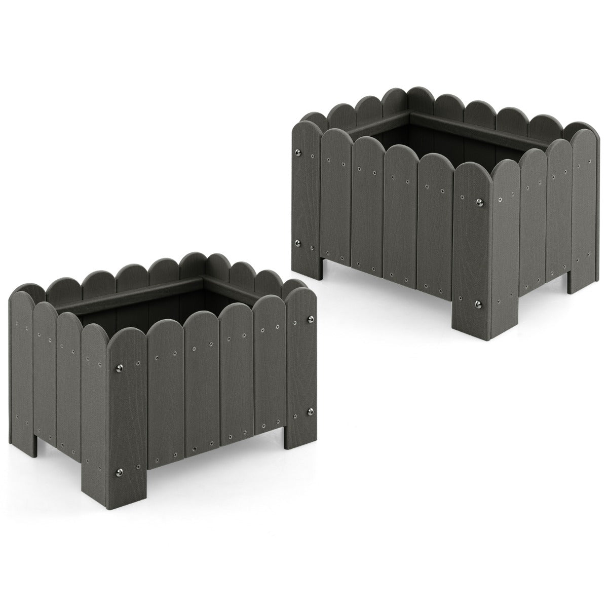 Paquete de 2 Jardineras Cuadradas Maceta de HDPE Resistente Intemperie con Huecos de Drenaje para Porche Balcón 45 x 32 x 30 cm Gris
