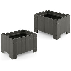 Paquete de 2 Jardineras Cuadradas Maceta de HDPE Resistente Intemperie con Huecos de Drenaje para Porche Balcón 45 x 32 x 30 cm Gris