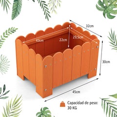 Paquete de 2 Jardineras Cuadradas Maceta de HDPE Resistente Intemperie con Huecos de Drenaje para Porche Balcón 45 x 32 x 30 cm Naranja
