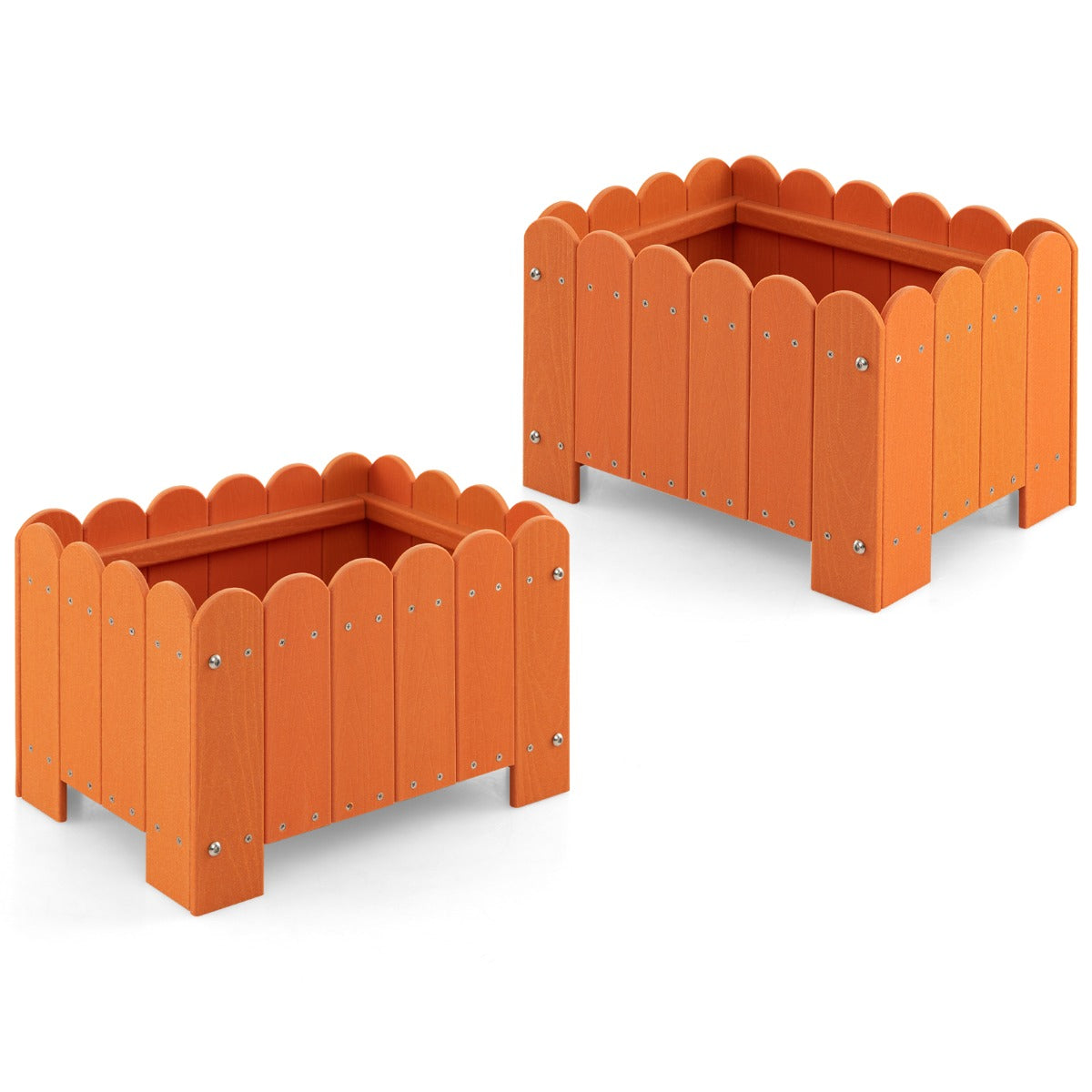 Paquete de 2 Jardineras Cuadradas Maceta de HDPE Resistente Intemperie con Huecos de Drenaje para Porche Balcón 45 x 32 x 30 cm Naranja