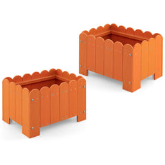 Paquete de 2 Jardineras Cuadradas Maceta de HDPE Resistente Intemperie con Huecos de Drenaje para Porche Balcón 45 x 32 x 30 cm Naranja