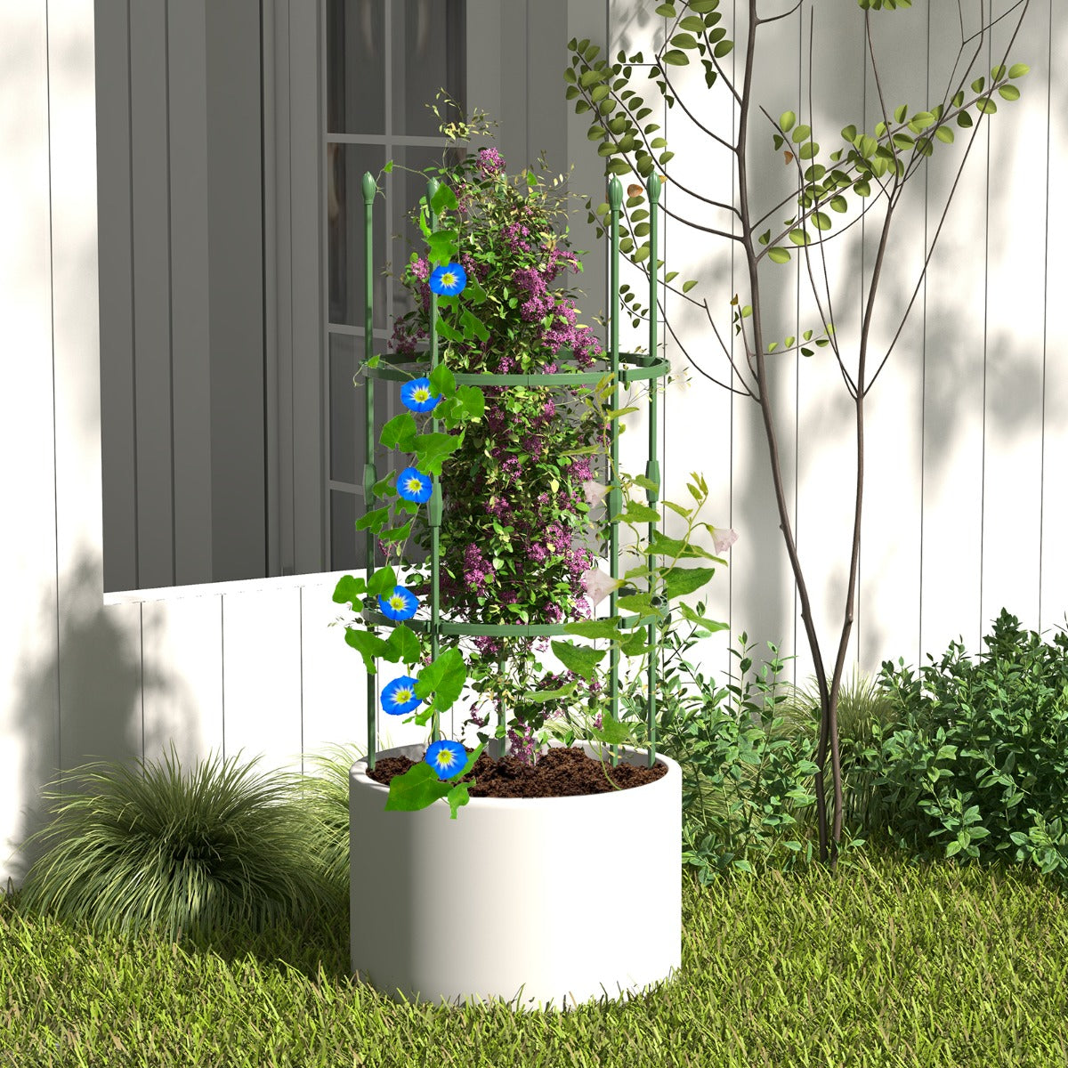 Paquete de 3 Enrejados de 102 cm para Jardín Soportes Ajustable de Alta Resistencia para Plantas Enredaderas con Clips y Lazos Verde